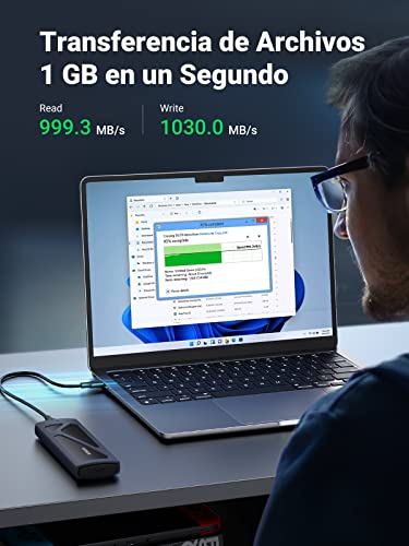 UGREEN Carcasa M.2 Disco Duro, NVME PCIE Caja con UASP Cable USB A to C 0,25m, Adaptador para SSD M.2 SATA M Key, B y M Key, Compatible con 2230/2242/2260/2280 Negro